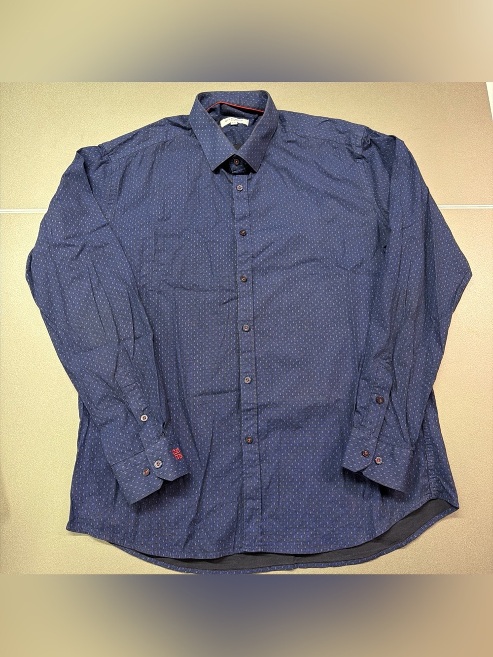 GIVENCHY PARIS Blue Button Down Micro Dot Long Sleeve Dress Shirt MENS XXL